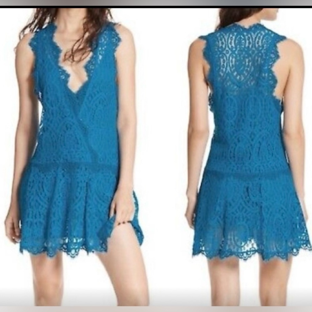 Free People Blue Sleeveless V-Neck Sundress